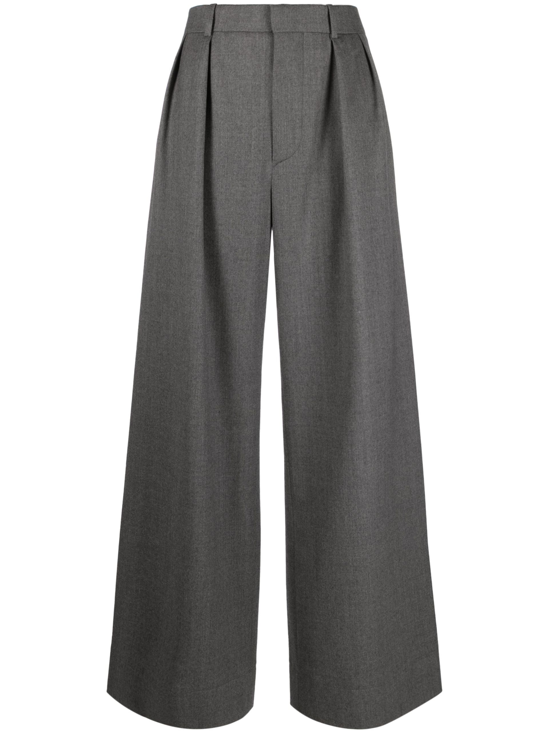 Wardrobe.NYC + Grey Wide-Leg Wool Trousers