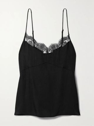 Tibi + Lace-Trimmed Twill Camisole