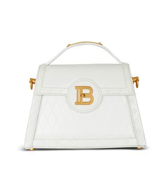 Balmain + B-Buzz Dynasty Grid Leather Top-Handle Bag
