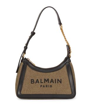 Balmain + B-Army Canvas & Leather Logo Shoulder Bag