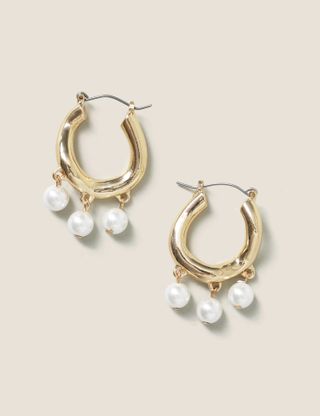 M&S Collection + Gold Pearl Hoop Earrings