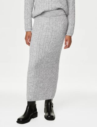 M&S Collection + Cable Knit Midi Skirt