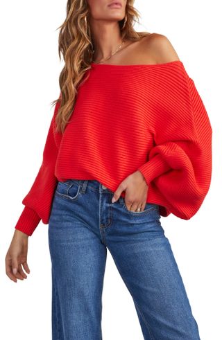 Vici Collection + Pamire Rib Off the Shoulder Batwing Sleeve Sweater