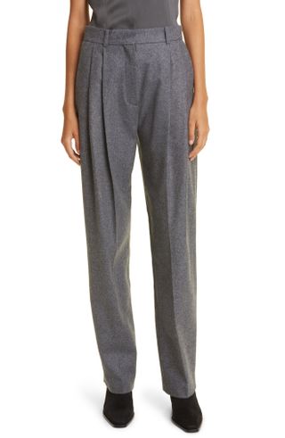 Totême + Double Pleat Tailored Recycled Wool Blend Pants