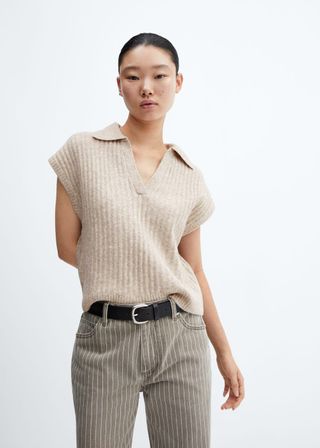 Mango + Knitted Polo-Neck Vest