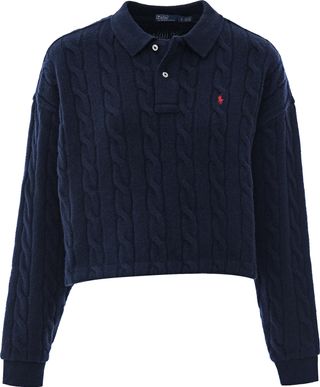 Polo Ralph Lauren + Wool & Cashmere Crop Cable Polo Sweater