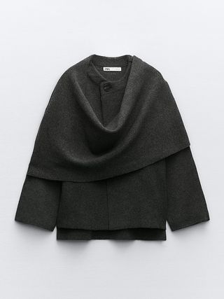 Zara + Jacket with Asymmetrical Scarf