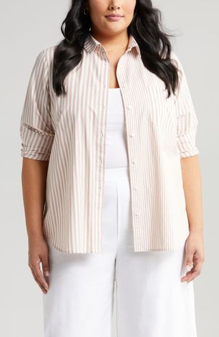 Caslon + Multi-Stripe Cotton Shirt