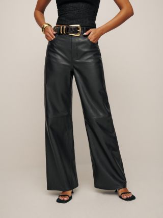 Reformation + Veda Kennedy Wide Leg Leather Pants