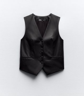 Zara + Tailored Faux Leather Vest
