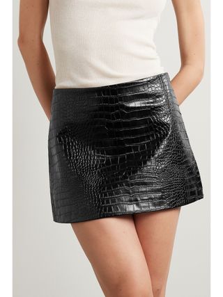 The Frankie Shop + Mary Croc-Effect Faux Leather Mini Skirt