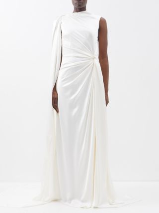 Roksanda + Orien Asymmetric Draped Silk-Satin Dress