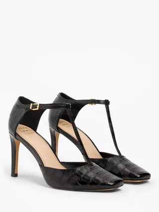 John Lewis + Carousel Leather T-Bar Mary Jane High Heel Court Shoes