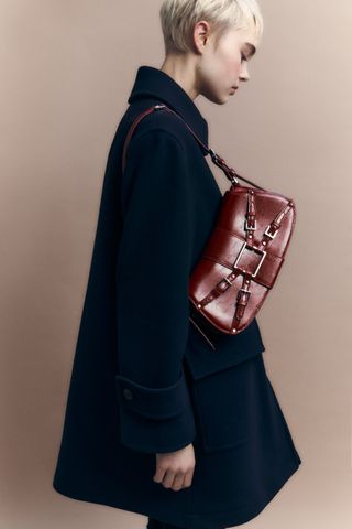 Zara + Buckled Shoulder Bag