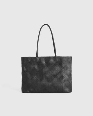 Quince + Italian Leather Small Handwoven Tote