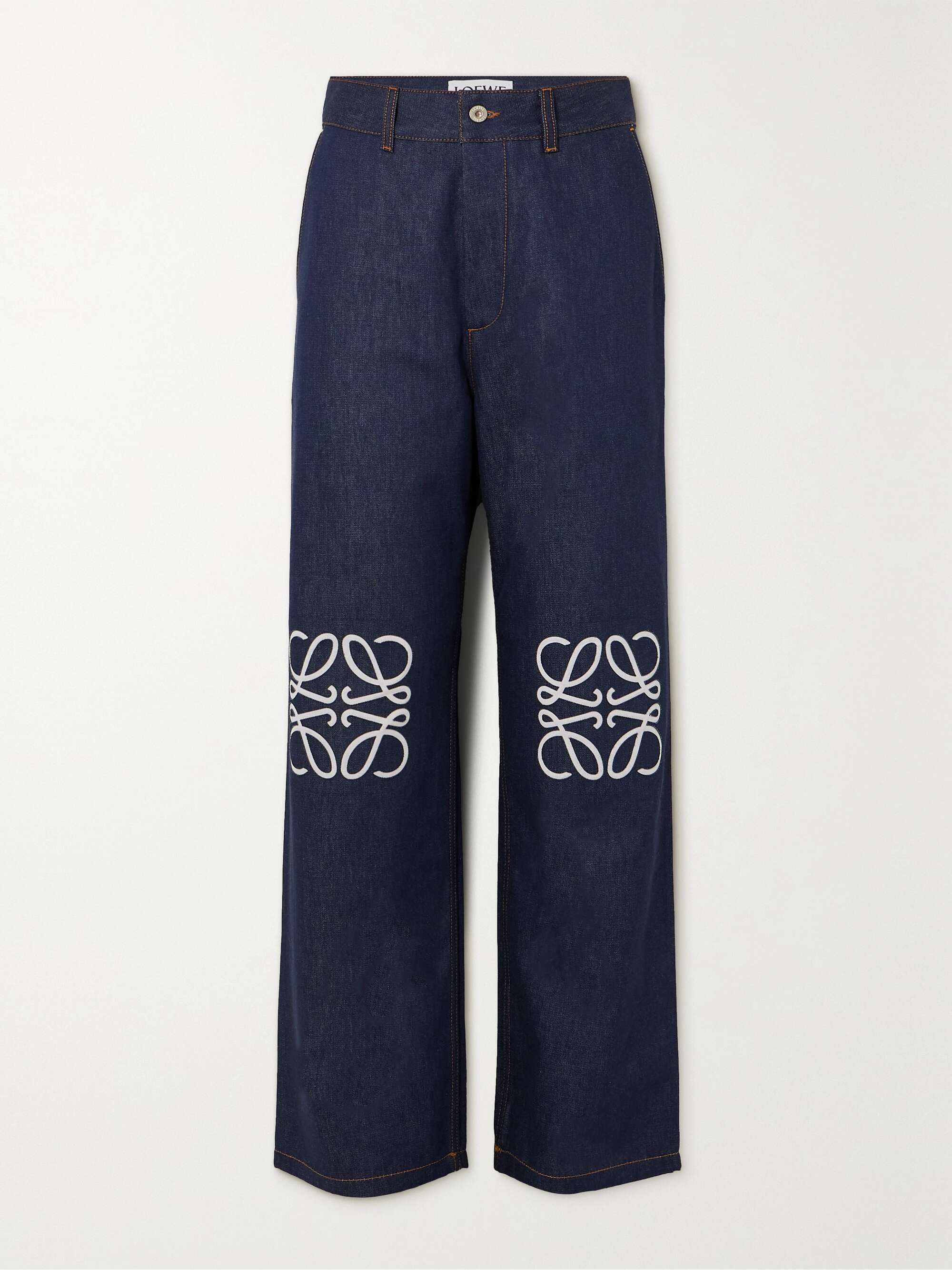 Loewe + Anagram Cutout High-Rise Straight-Leg Jeans