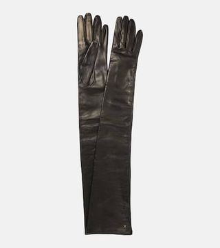 Max Mara + Amica Long Leather Gloves in Black