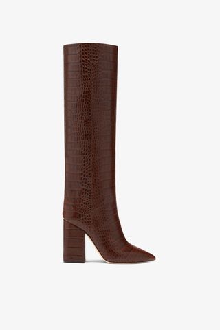 Paris Texas + Chocolate Brown Croc-Effect Leather Boots