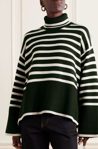 Toteme + Striped Wool and Organic Cotton-Blend Turtleneck Sweater