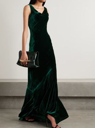Saloni + Asher Velvet Gown in Emerald