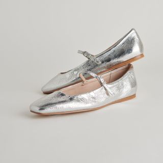 Dolce Vita + Reyes Ballet Flats Silver Distressed Leather