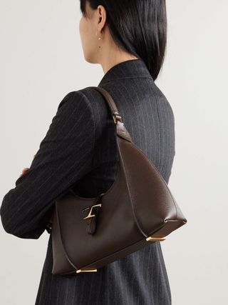 Tod's + T Timeless Small Textured-Leather Shoulder Bag