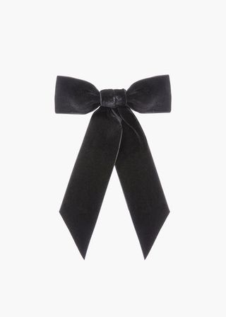 Jennifer Behr + Wide Velvet Bow Barrette in Black
