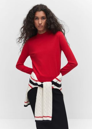 Mango + Fine-Knit Sweater With Zip