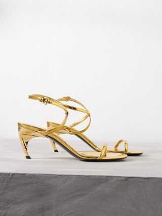 Alexander McQueen + Faux Metallic-Leather Sandals
