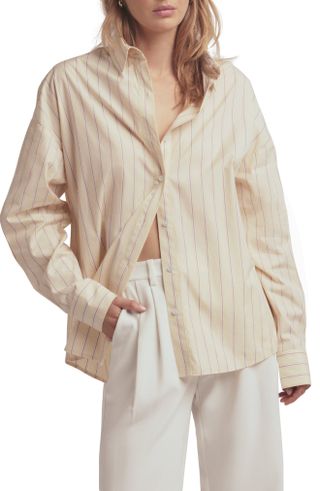 Favorite Daughter + Stripe Cotton Button-Up Shirt