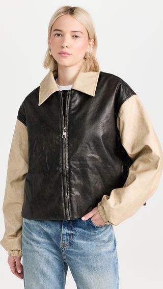 Lioness + Faux Leather Bomber Jacket