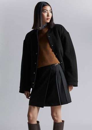 & Other Stories + Pleated Wool Mini Skirt