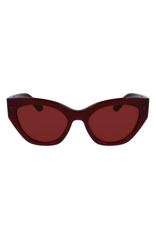 Ferragamo + Classic Logo Tea Cup 55mm Cat Eye Sunglasses