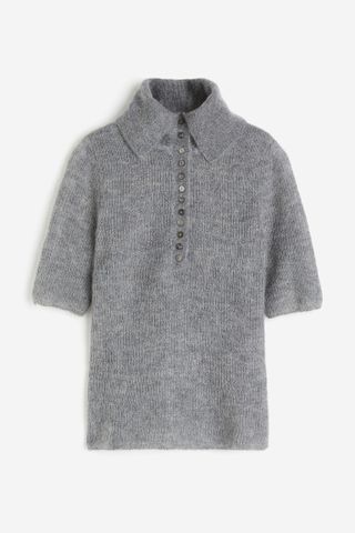H&M + Mohair-Blend Top With Collar