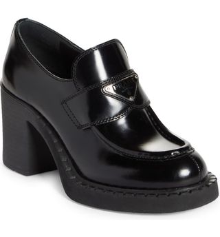 Prada + Chocolate Platform Loafers