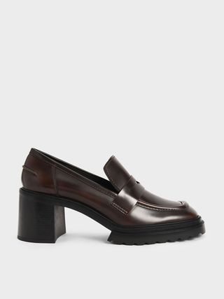 Charles & Keith + Dark Brown Penny Loafer Pumps