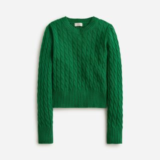 J.Crew + Cashmere Shrunken Cable-Knit Crewneck Sweater