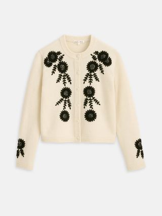 Alex Mill + Becca Embroidered Cardigan in Wool