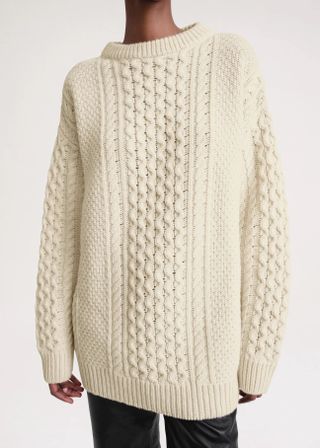 Toteme + Oversized Cable-Knit Wool Sweater