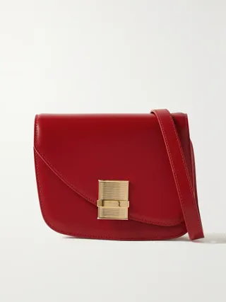 Ferragamo + Fiamma Embellished Leather Shoulder Bag
