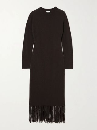 Allude + Fringed Wool and Cashmere-Blend Midi Dress