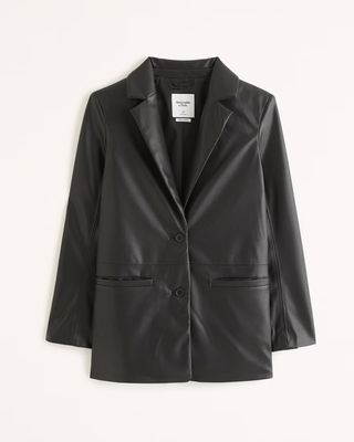 Abercrombie & Fitch + Vegan Leather Blazer in Black