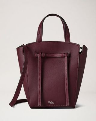 Mulberry + Clovelly Mini Tote in Black Cherry Refined Flat Calf