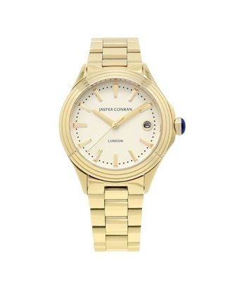 Jasper Conran + 36mm Watch With a Champagne Dial and Gold Metal Bracelet
