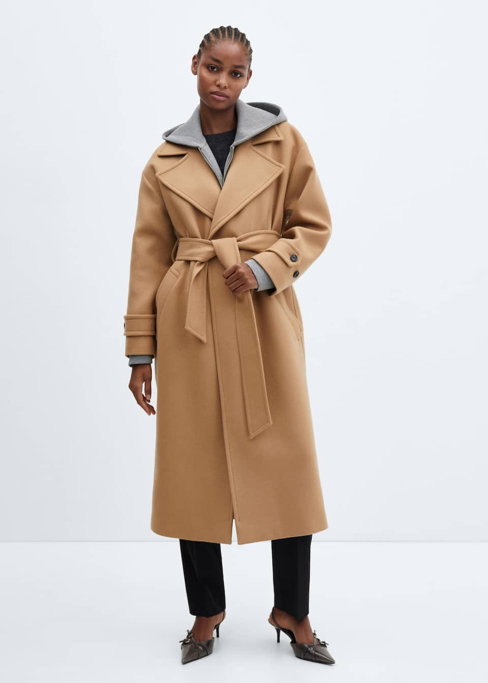 Mango + Wide Lapel Wool-Blend Coat