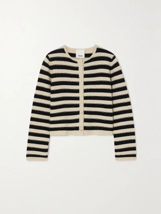 Allude + Striped Wool and Cashmere-Blend Cardigan