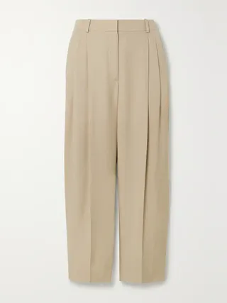 Stella Mccartney + Pleated Woven Tapered Pants