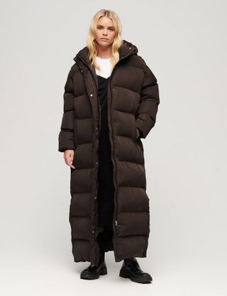 Superdry + Hooded Relaxed Longline Puffer Coat