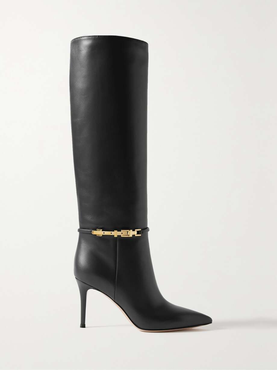 Gianvito Rossi + Glove 85 Embellished Leather Knee Boots