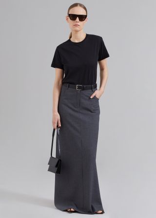 The Frankie Shop + Malvo Long Pencil Skirt - Charcoal